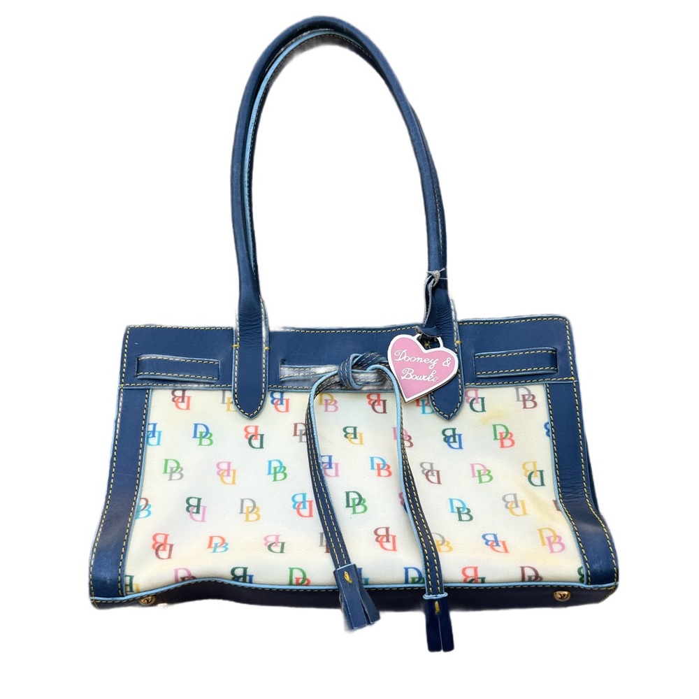 Dooney & Bourke Navy Trim Multicolor Logo Tote